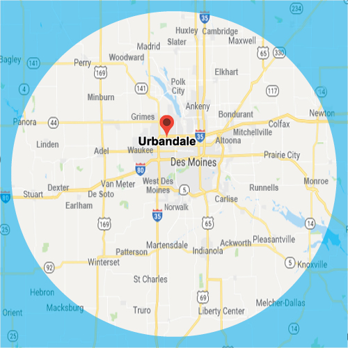 map of Urbandale service area